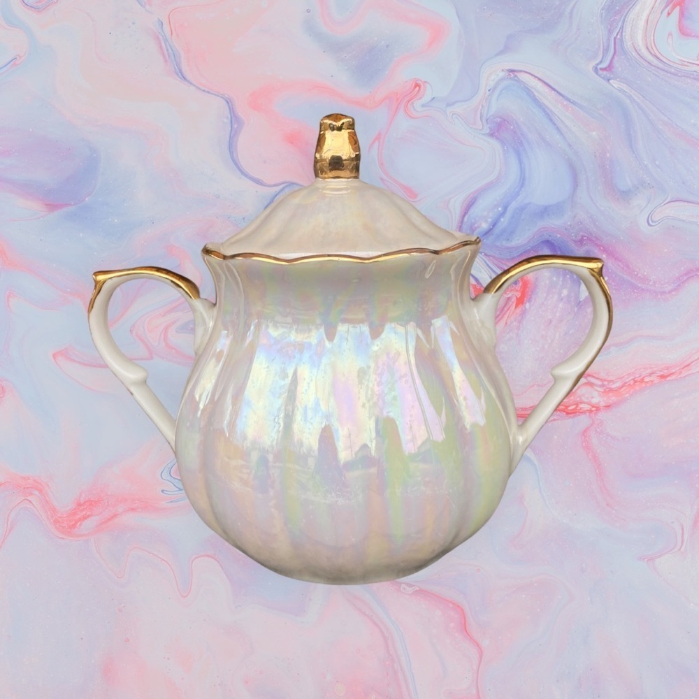 Iridescent sugar jar